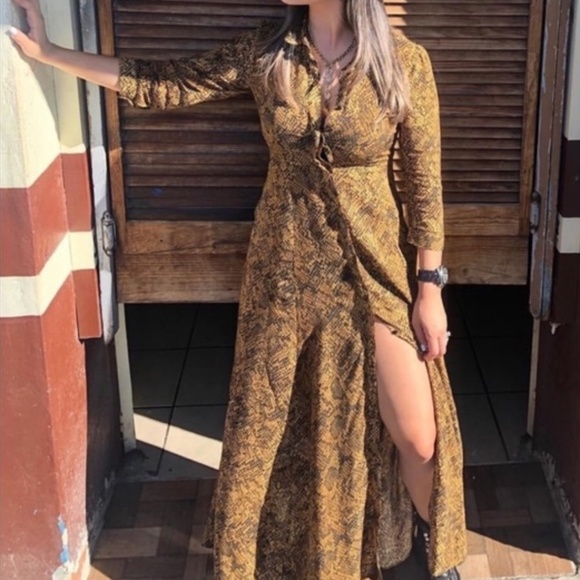 Python Snake Print Shirt Maxi Dress - Picture 4 of 4